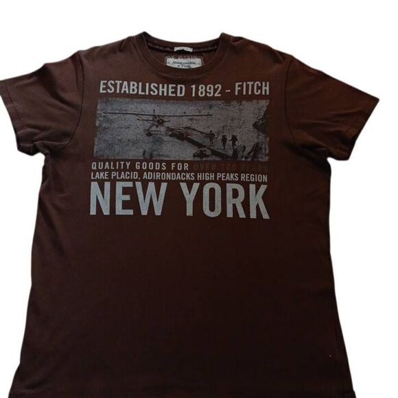 Abercrombie & Fitch Muscle Tshirt XL  New York Lake Placid Tee PTP 22.5" Length - Picture 2 of 7